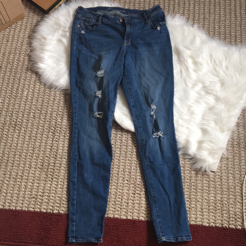 14 Tall distressed Old Navy Rockstar long Jeans